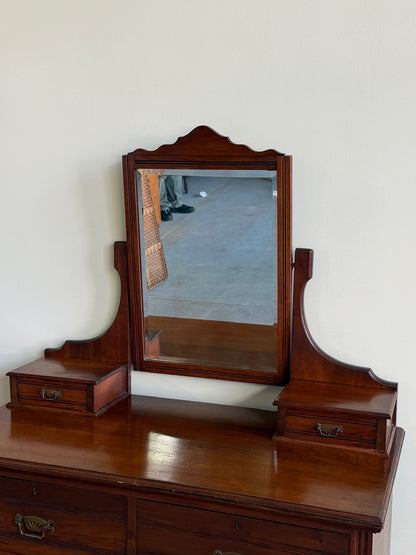 Victorian walnut dresser with mirror