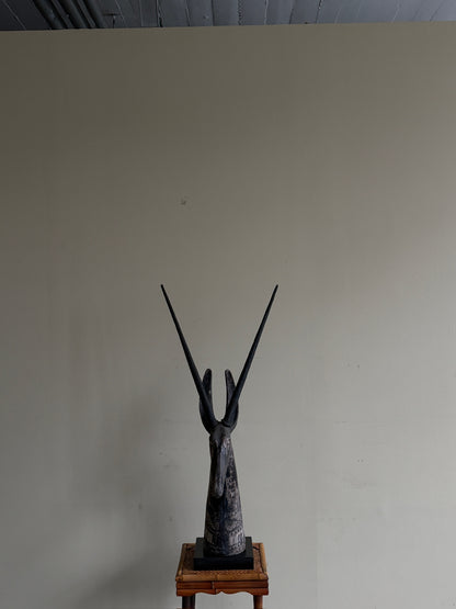 Cast ceramic oryx sculpture by Austin Brod