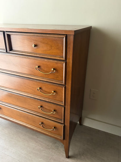 Bassett walnut tallboy dresser