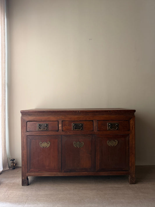 Chinese elmwood server (missing key, bottom section does not open)