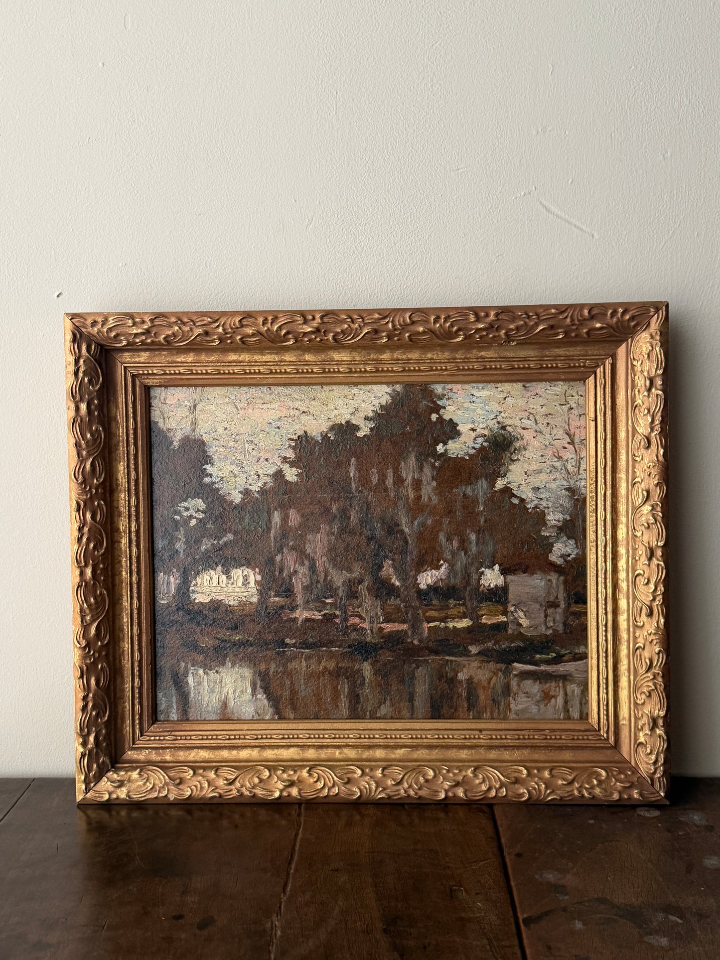 American impressionist oil on board. 1917.