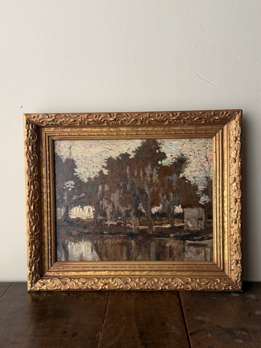 American impressionist oil on board. 1917.