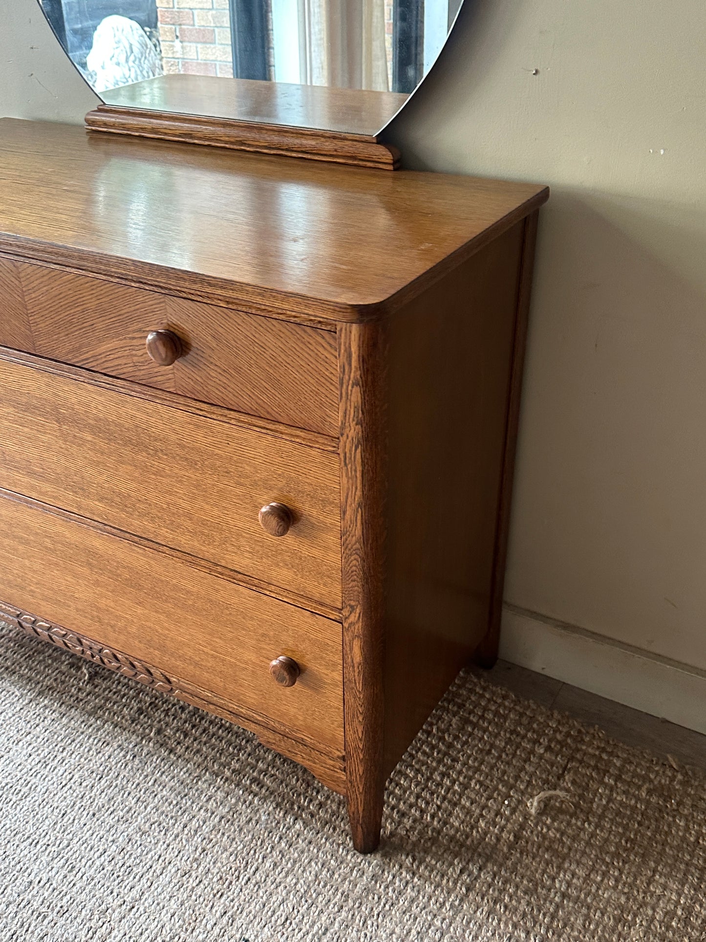 Oak dresser with vanity mirror