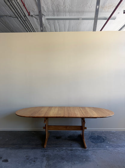Brutalist Dutch elmwood dining table with extension