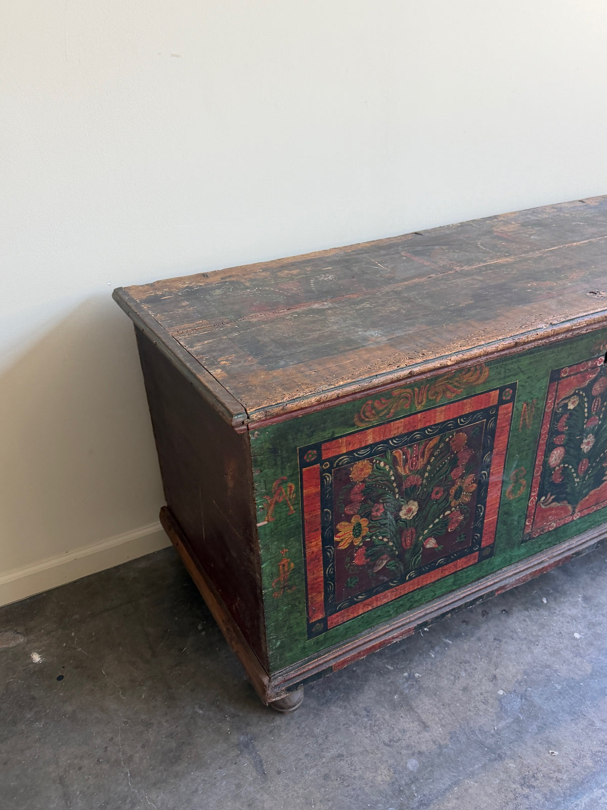 Scandinavian painted pine dower chest