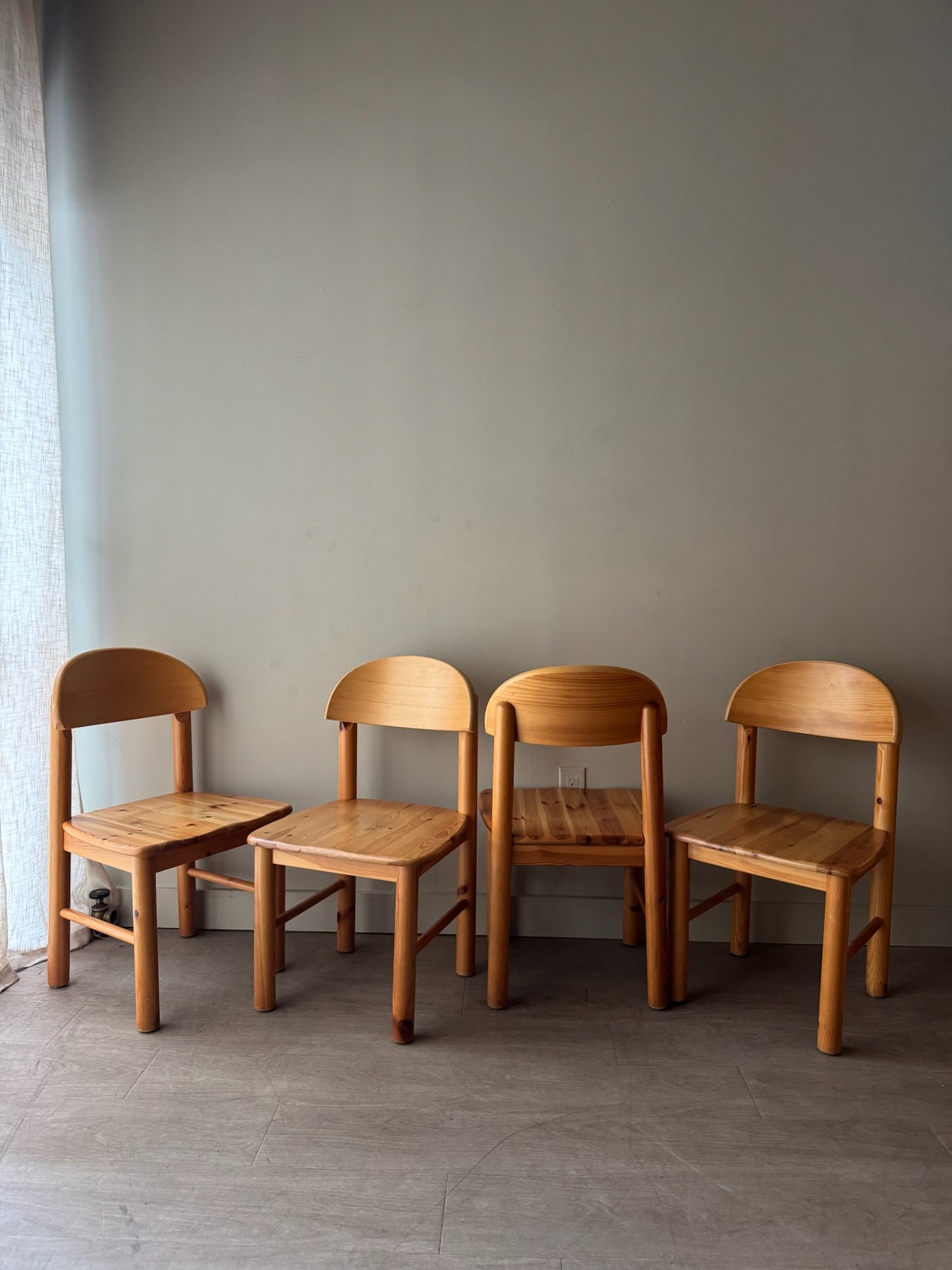 Rainer Daumiller pine dining chairs. Sold as a set of 4.