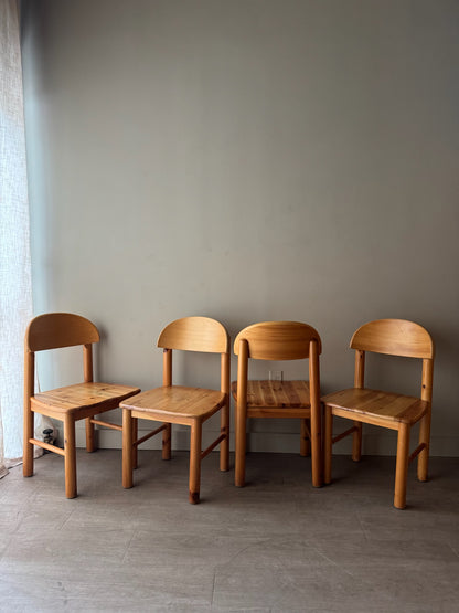 Rainer Daumiller pine dining chairs. Sold as a set of 4.