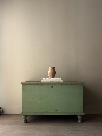Pennsylvania Sheraton green painted pine chest