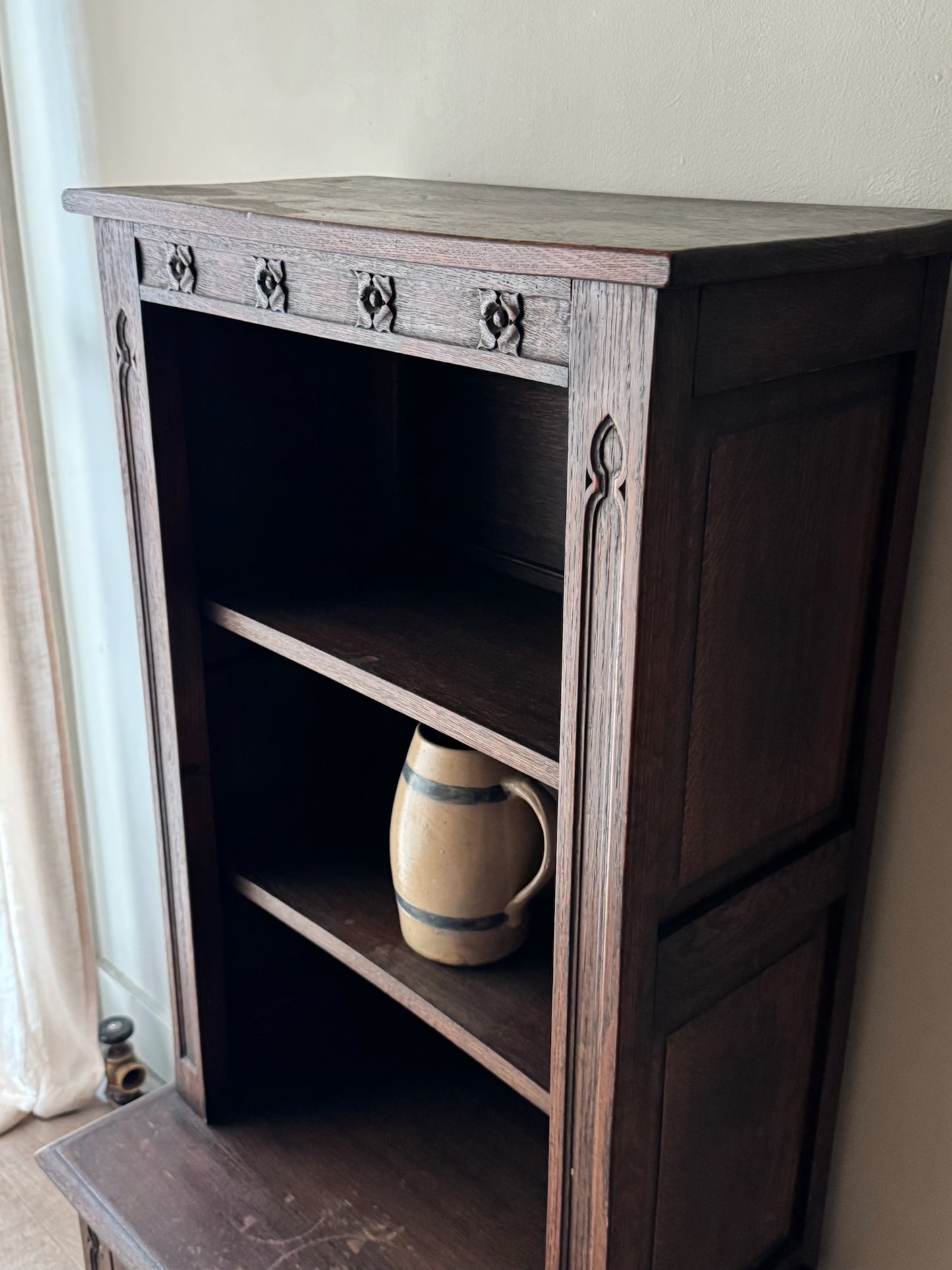 Oak book case cabinet