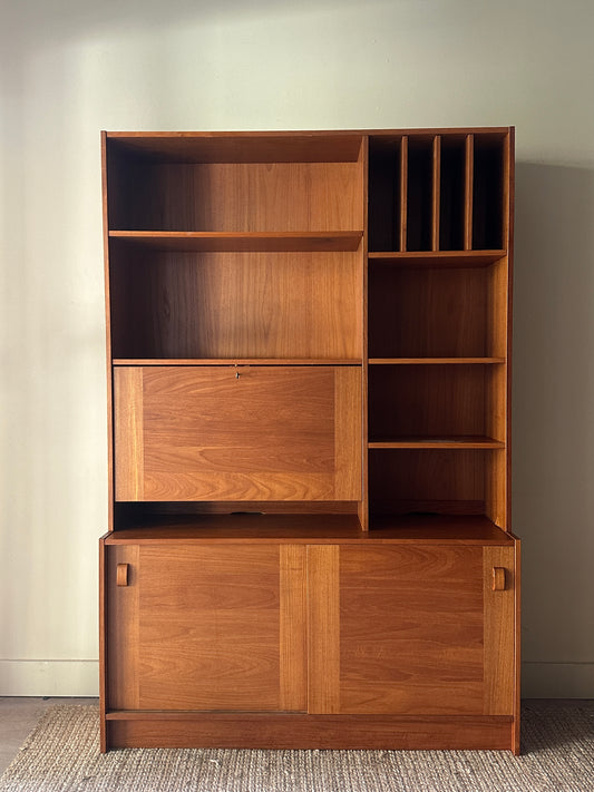 Teak two piece hutch