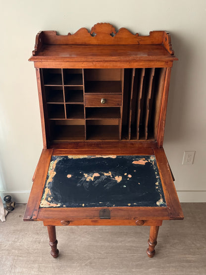 Victorian pine secretary desk
