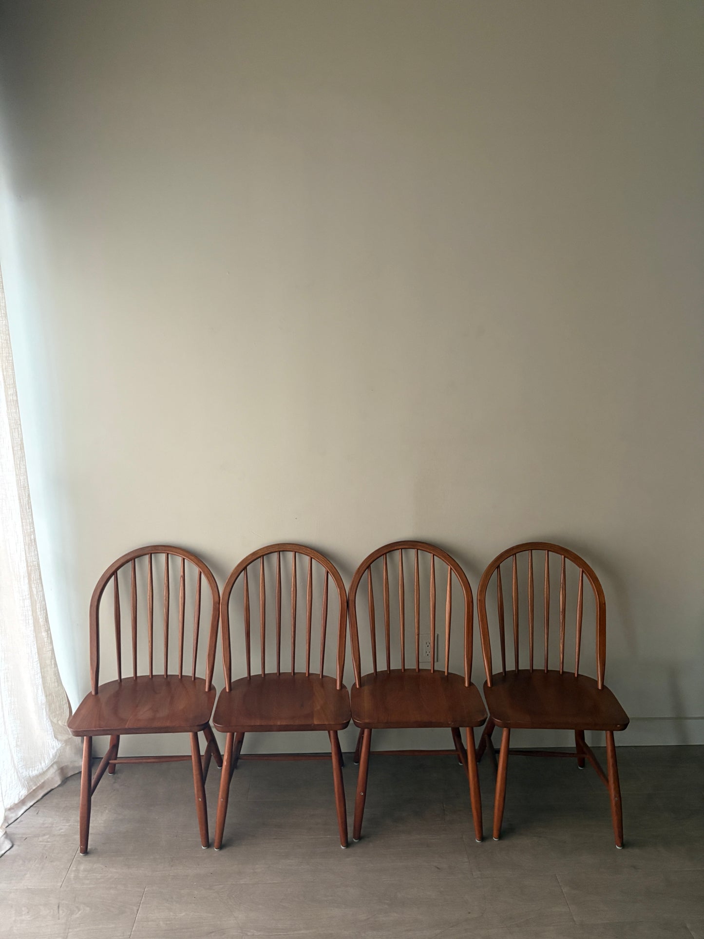 Danish teak hoop-back Windsor dining chairs. Sold in pairs.