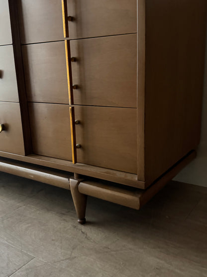 Kent Coffey walnut 9 drawer dresser