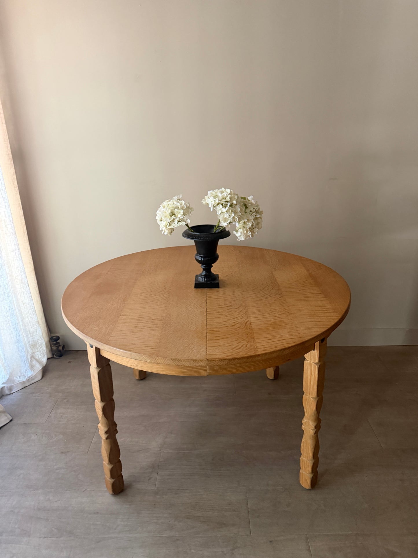 Danish oak dining table with extensions