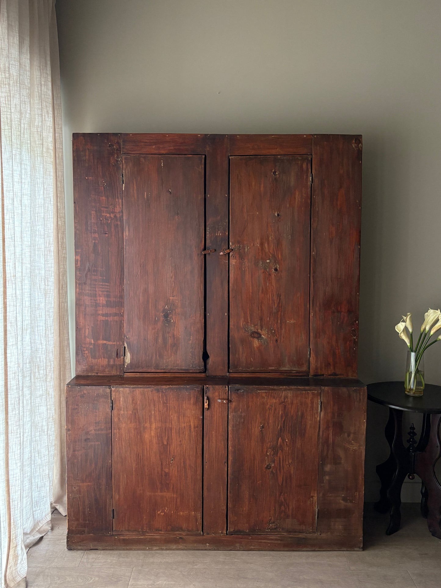 Stained pine stepback hutch