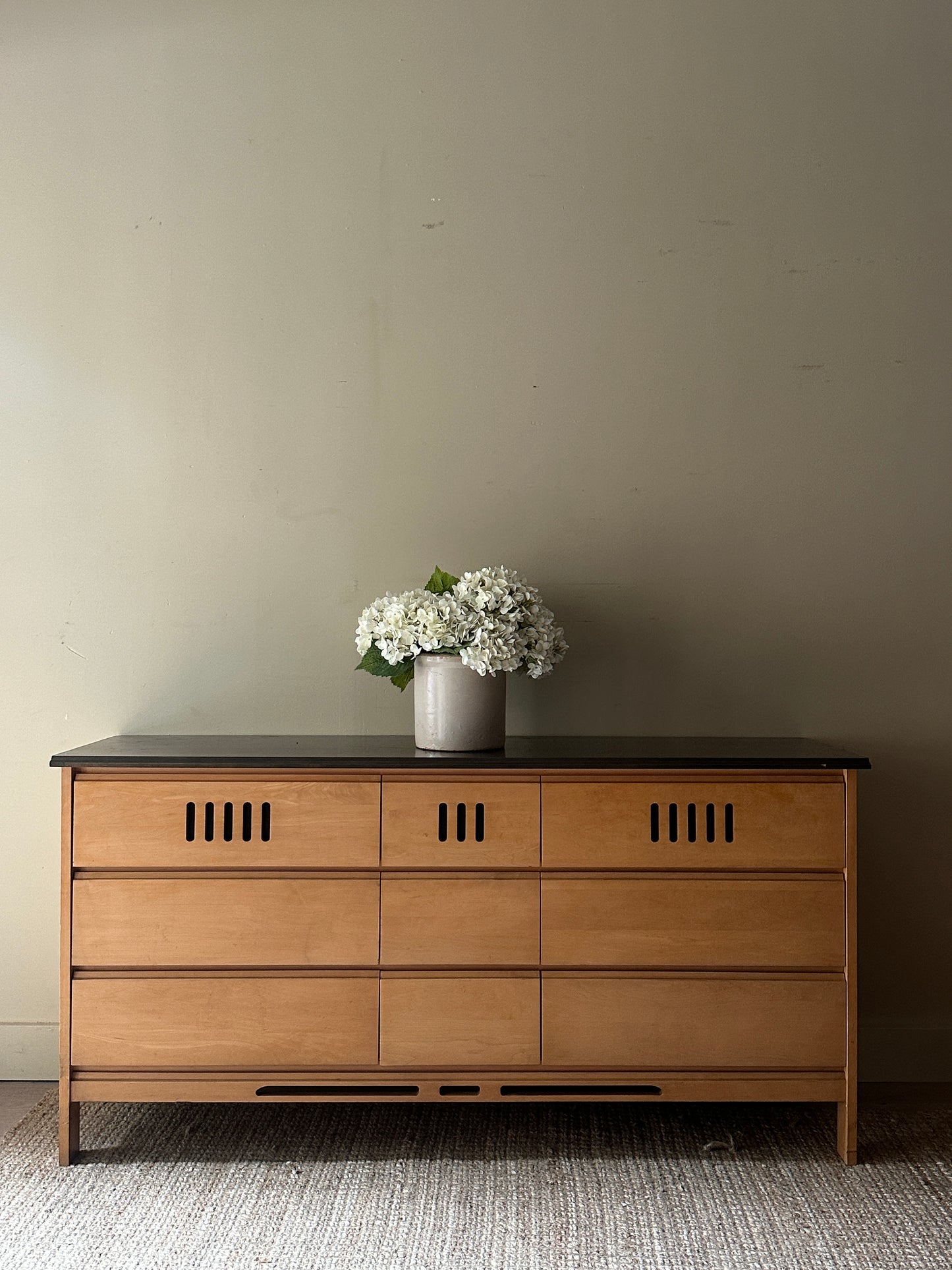 Oak dresser with dark stained top