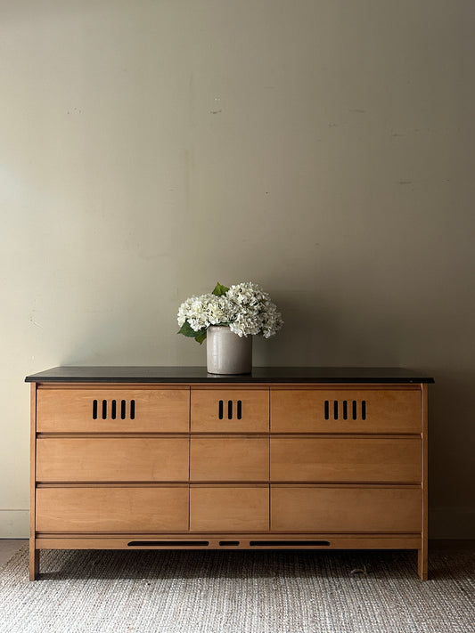 Oak dresser with dark stained top