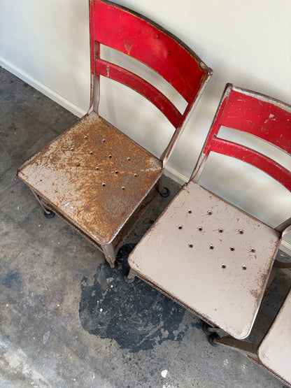 Industrial Toledo steel chairs. Sold in pairs.