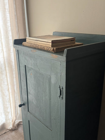 Blue painted pine cupboard