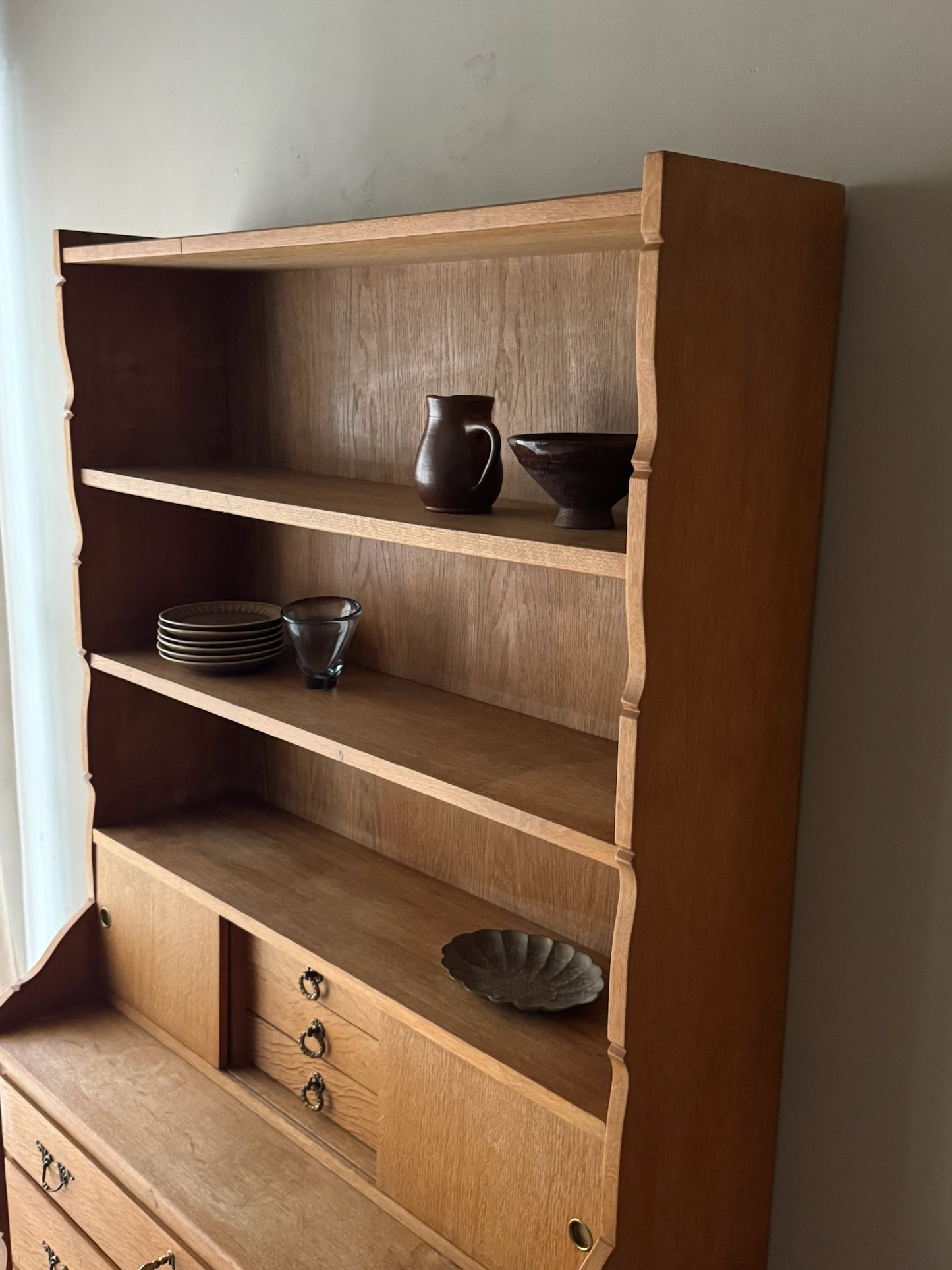 Danish oak secretary bookcase