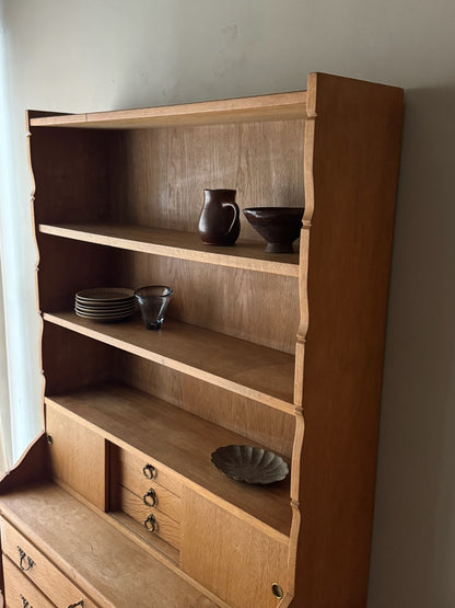 Danish oak secretary bookcase