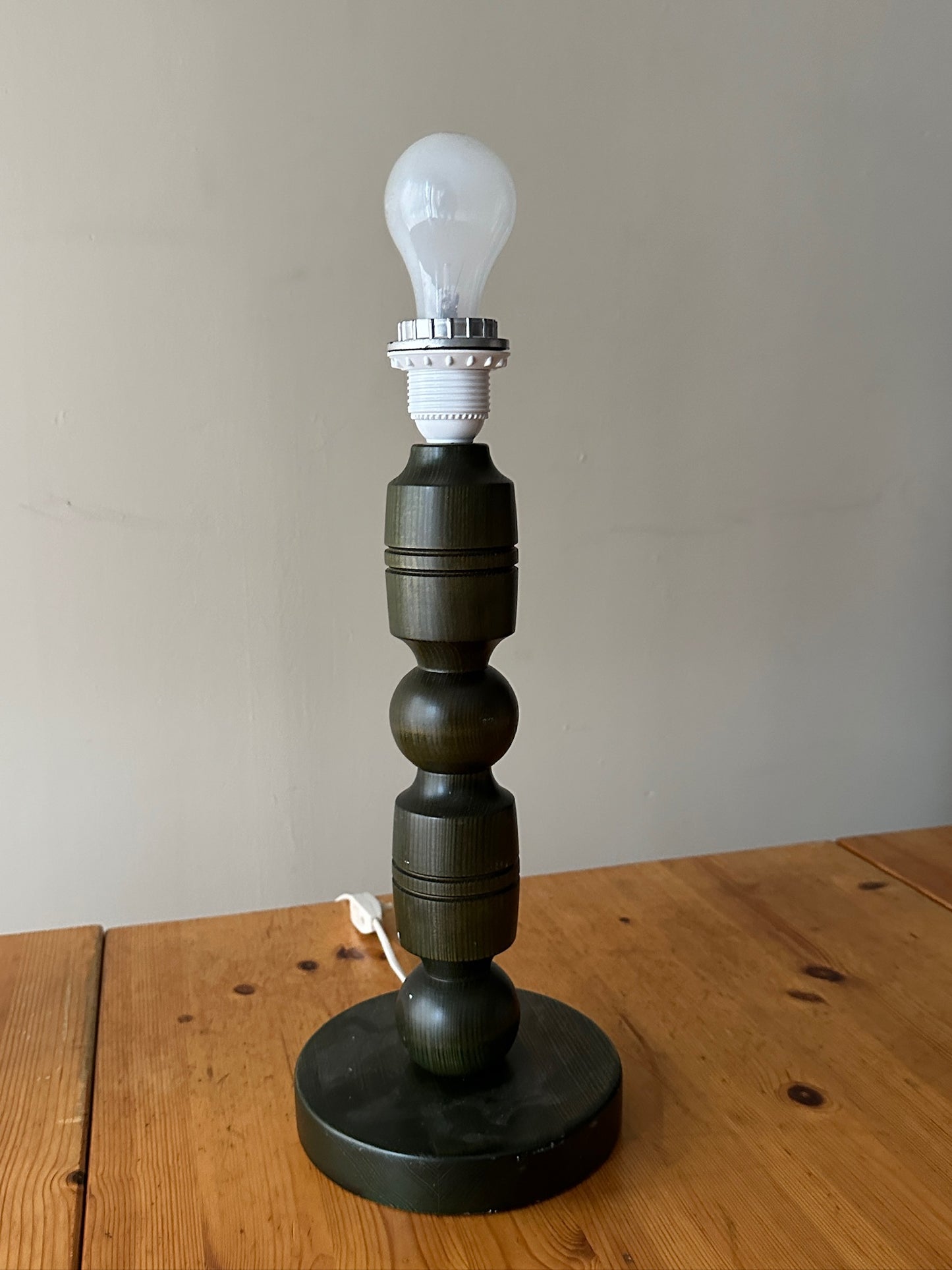 Swedish green stained pine table lamp