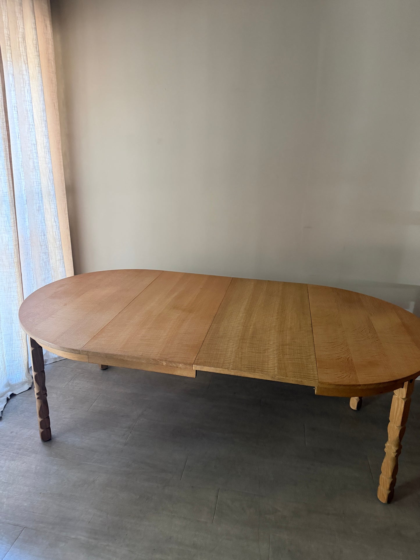 Danish oak dining table with extensions