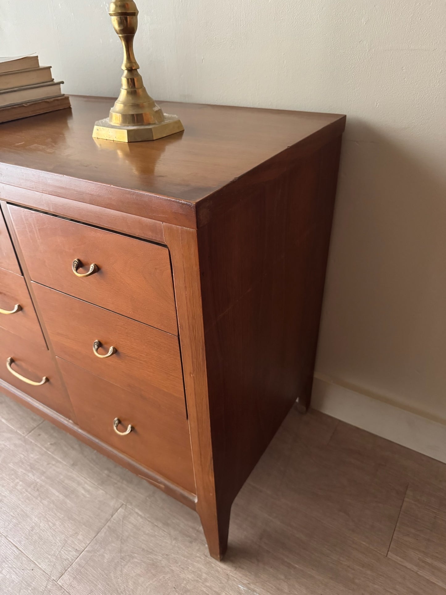Walnut and brass dresser