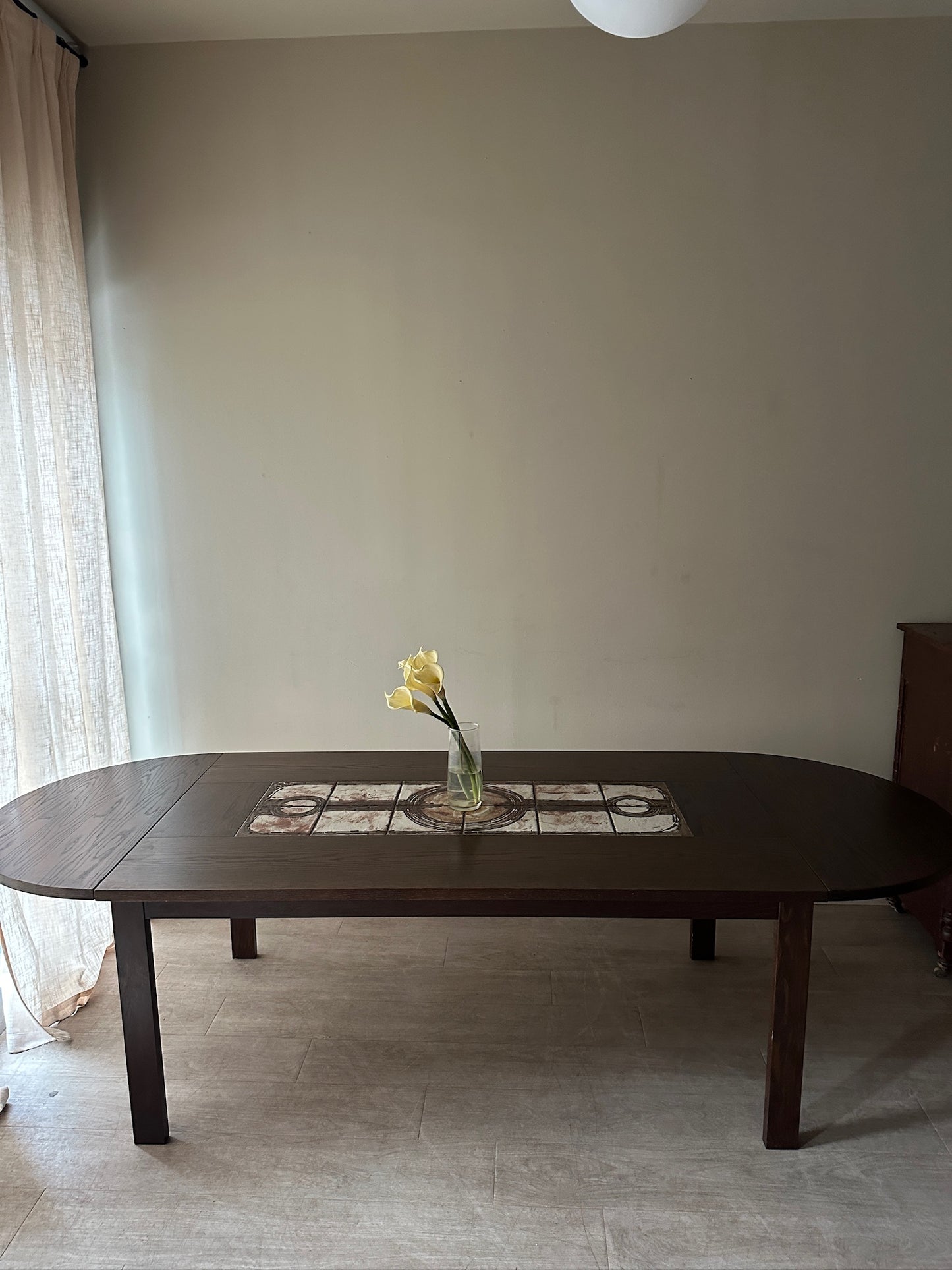 Ox Art Danish oak and tile dining table with extensions