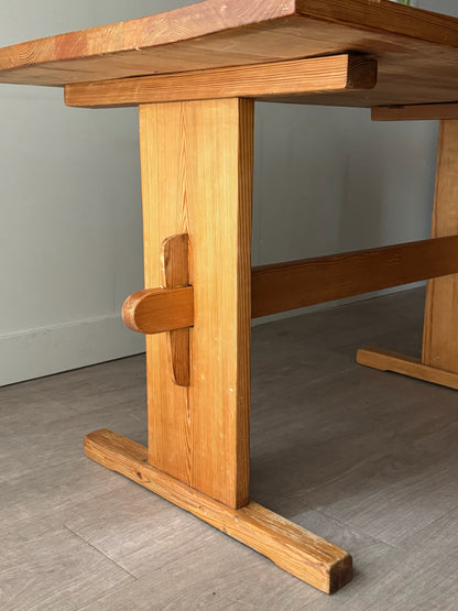 Danish pine trestle dining table