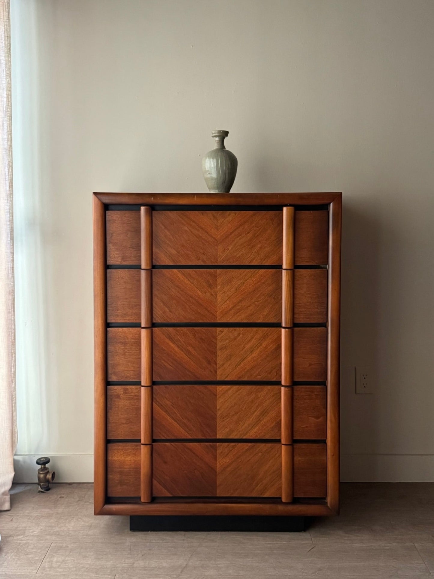 Lane walnut tallboy dresser