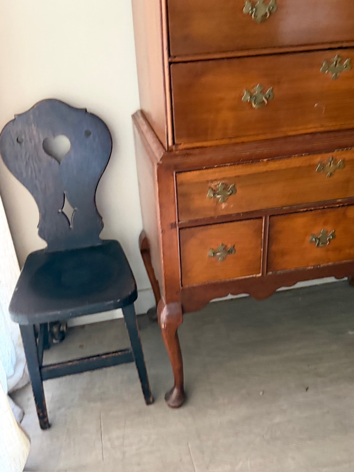 Queen Anne pine highboy dresser