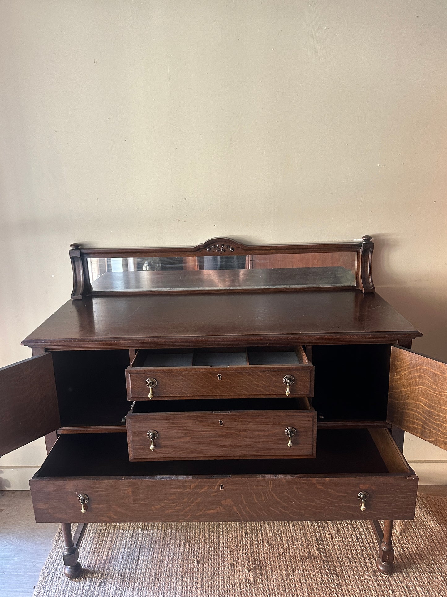 Oak sideboard with mirror