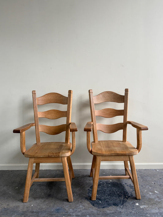 Oak razorblade armchairs. Sold individually.