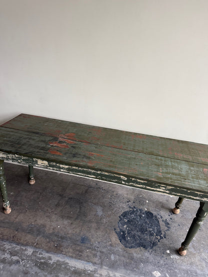 Green painted pine farm table