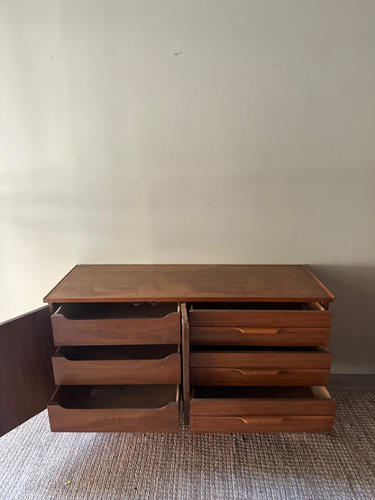 Walnut dresser with gold hardware