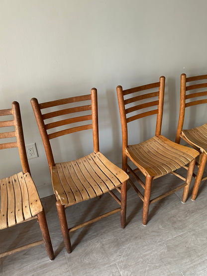 6 slatted dining chairs. Sets of 2.