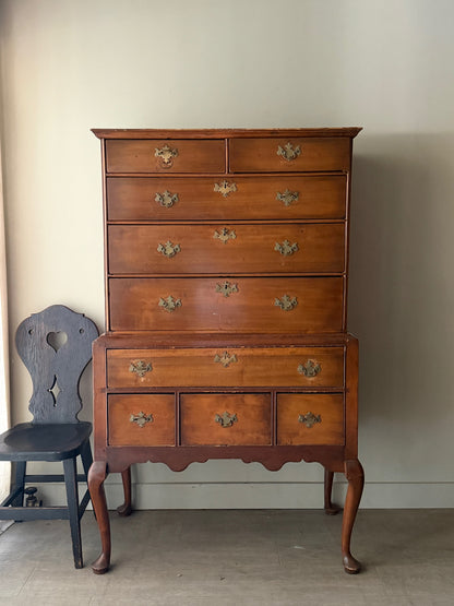 Queen Anne pine highboy dresser