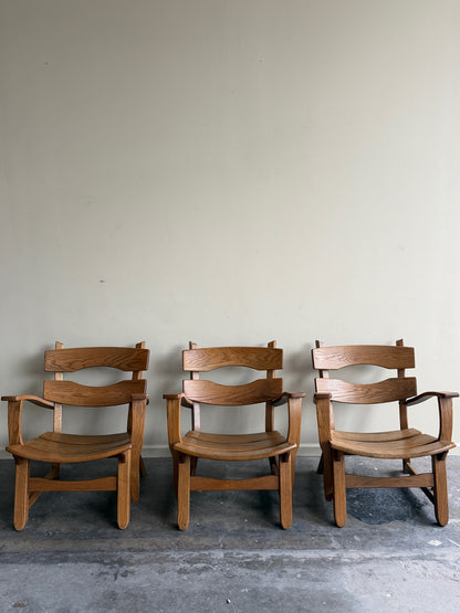 AWA Almelo Dutch oak armchairs. Sold individually.