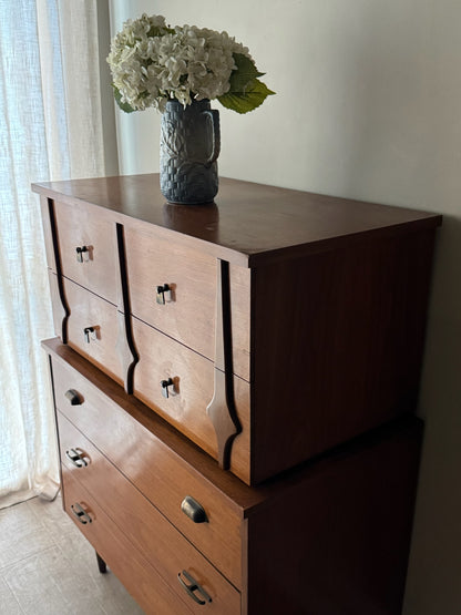 Walnut tallboy dresser