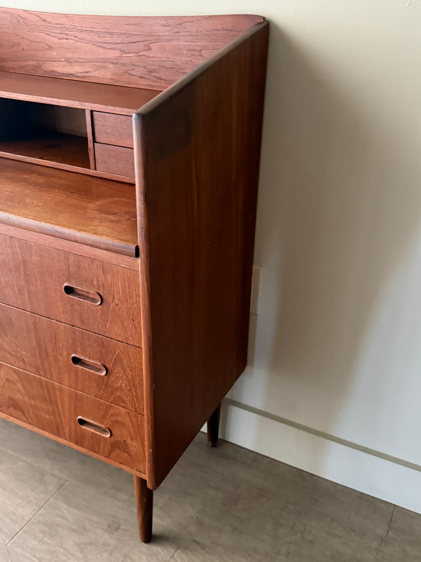 Danish teak secretary dresser