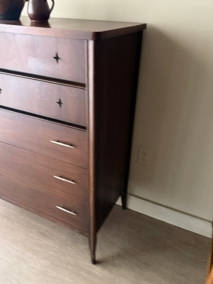 Broyhill walnut tallboy dresser