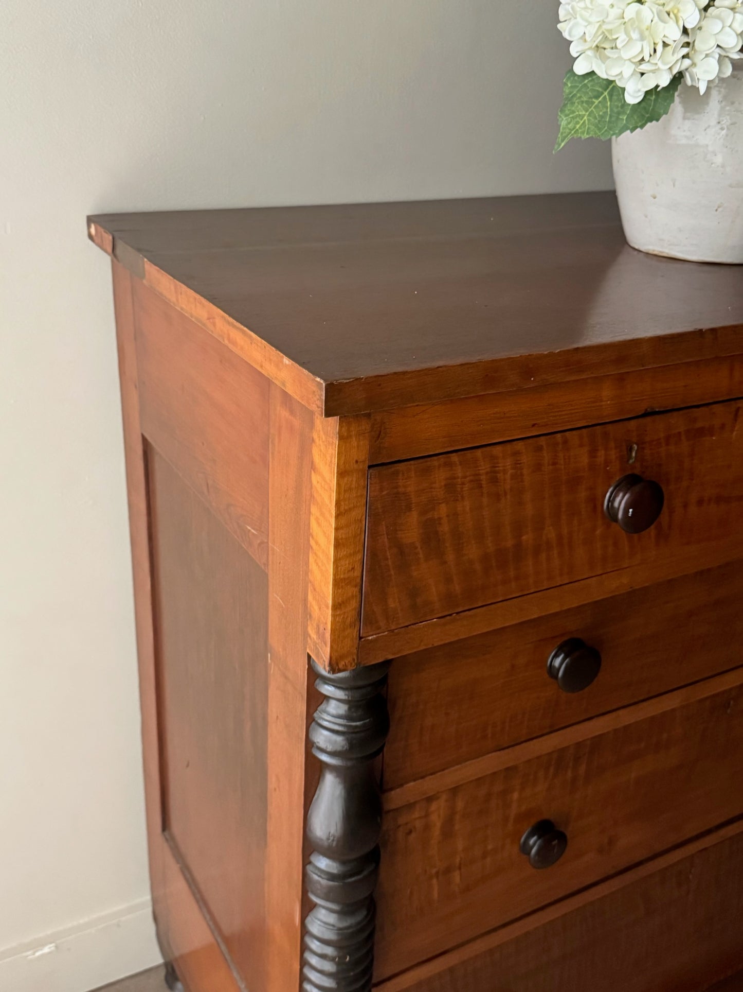 Pennsylvania Sheraton tiger maple dresser