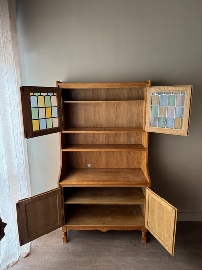 Danish oak bookcase cabinet