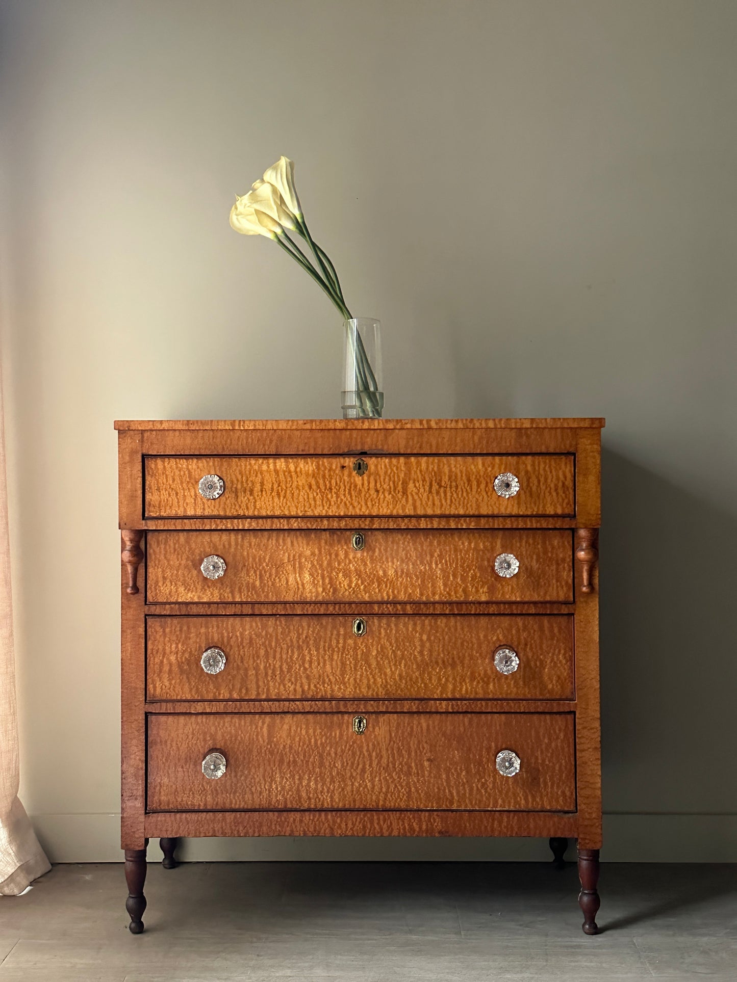 Birds Eye maple and cherry Sheraton dresser