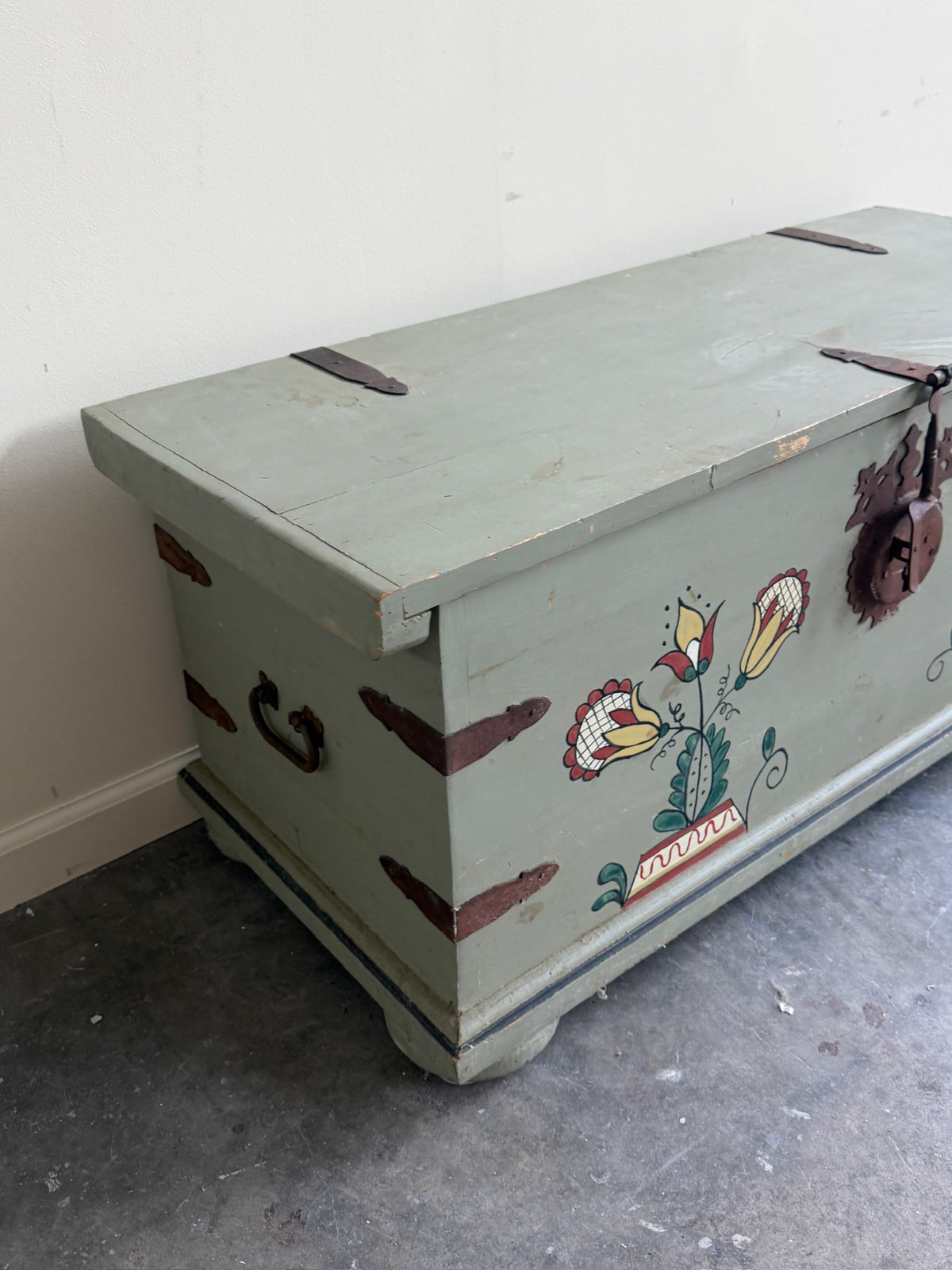 Painted pine chest