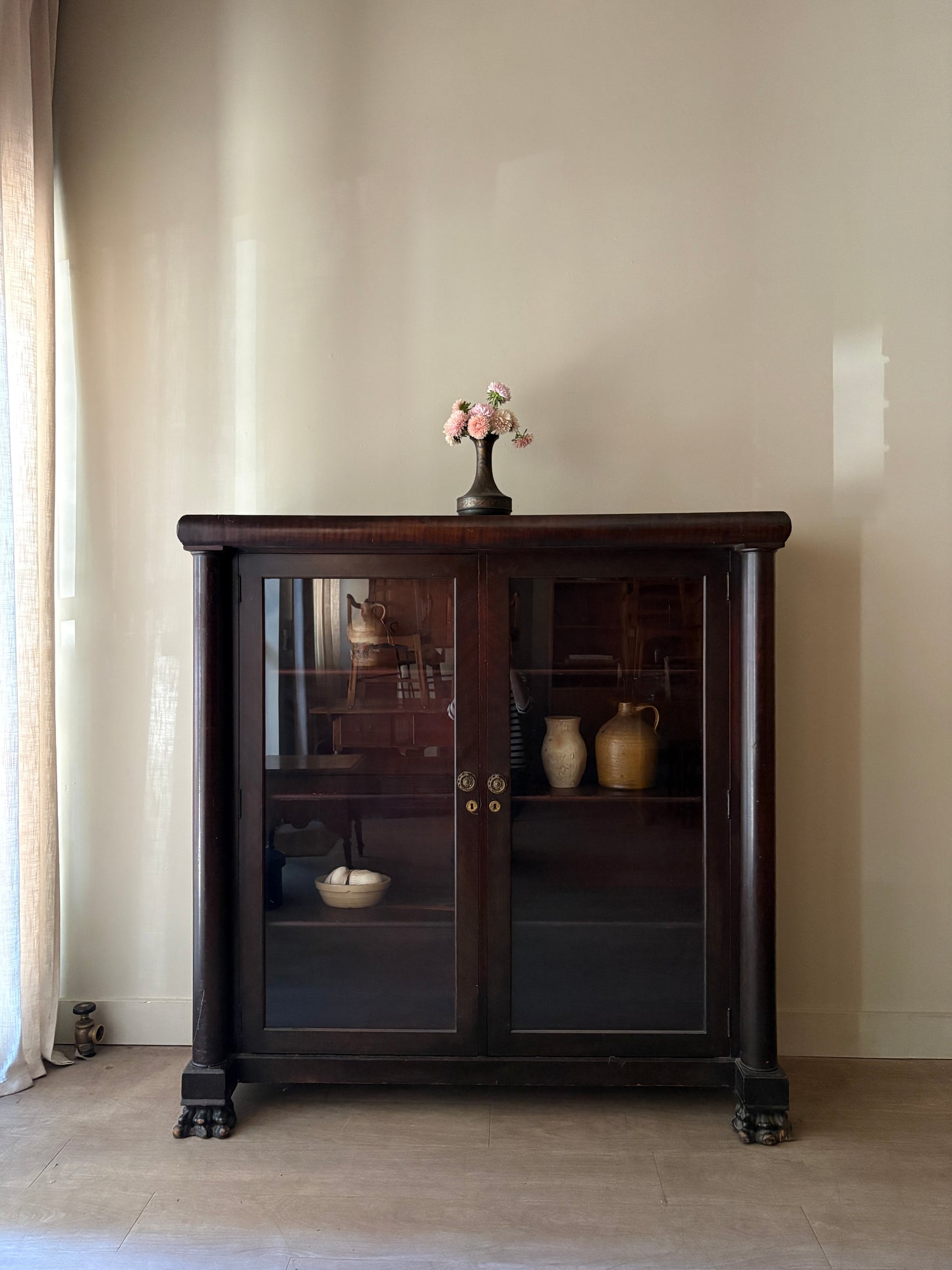 Empire mahogany display cabinet