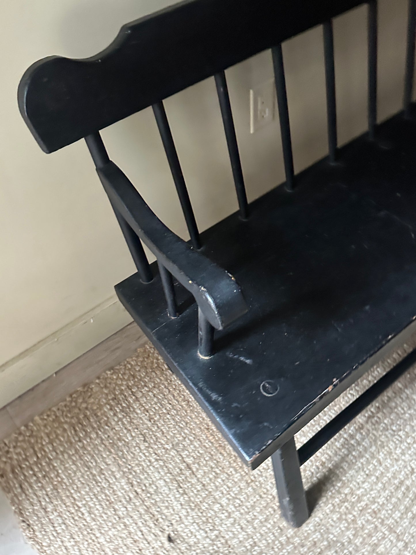 Black painted farm bench