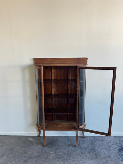 Golden oak display cabinet