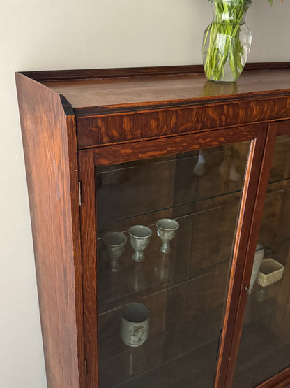 Golden oak display cabinet